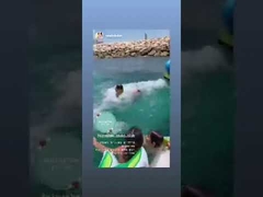 0.9mm PVC Water Play Equipment Inflatable Water Slide For Yacht Custom Size Inflatable Yacht Slide