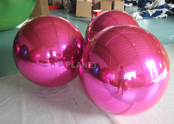 Air Sealed Hanging Silver / Gold / Magenta Ball Inflatable Mirror Ball Mirror Balloon Giant Mirror Sphere For Decoration