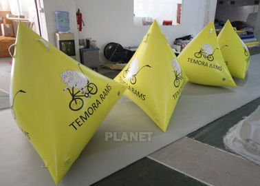 1.2m Yellow Tarpaulin Inflatable Triangle Buoy With Custom Logo
