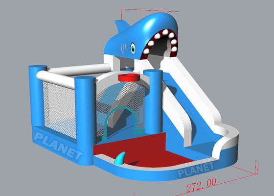 2.72x3.58x2.85mH Inflatable Bounce House Water Slide Shark Shape