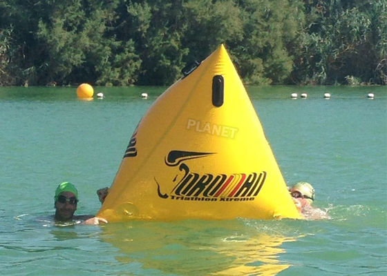 Triathlon Race 1.2m Yellow Triangle Inflatable Marker Buoy With Logo