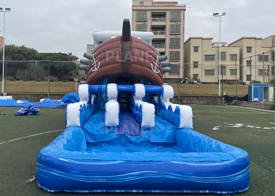 0.55mm PVC Kids Inflatable Pirate Boat Bouncer Water Slide For Party