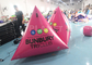 Pink Triangular Inflatable Marker Buoys For Swim Event, Yellow Inflatable Water Park Buoys