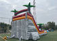 PVC Stripes Double Lane Water Park Games Slide With Pool